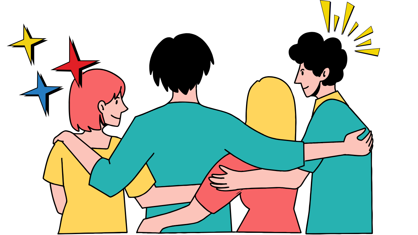 ilustrasi menunjukkan remaja perempuan dan laki-laki sedang merangkul